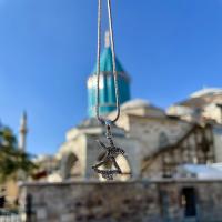  Gümüş Tasarım Taşlı Semazen Derviş Mevlana Figürlü Bayan Kolye Takı