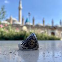 Gümüş Tasarım Filistin Kudüs Mescidi Aksa Erkek Yüzük Takı