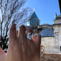 Gümüş Aksesuar Tasarım Mevlana Semazen Vav Figürlü Erkek Yüzük Takı