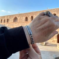 Gümüş Aksesuar zirkon taşlı oynarlı trend erkek bileklik takı