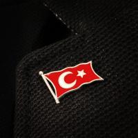 Gümüş Ayyıldız Bayrak Figürlü Erkek Bayan Rozet Yaka İğnesi