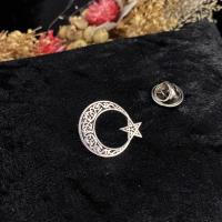 Gümüş Ayyıldız Bayrak Figürlü Erkek Kadın Rozet Yaka İğnesi