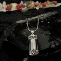 Gümüş Camlı Dikdörtgen Erkek Bayan Cevşen Kolye