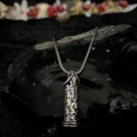 Gümüş Camlı Silindir Erkek Bayan Cevşen Kolye