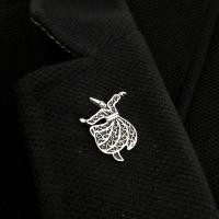 Gümüş Mevlana Semazen Figürlü Erkek Kadın Rozet Yaka İğnesi