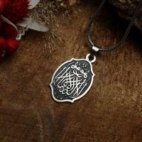 Gümüş Özel Tasarım Kelime-i Tevhit Allah Dua Bayan Kolye Takı