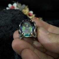 Gümüş Özel Tasarım Mistik Topaz Taşlı Kuğu Model Bayan Yüzük Takı