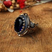 Gümüş Safir Taşlı Model Gümüş Erkek Yüzük Takı