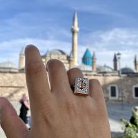 Gümüş Tasarım Arapça Elif Vav Yazılı Trend Erkek Yüzük Takı