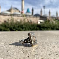 Gümüş Tasarım Arapça Elif Vav Yazılı Trend Erkek Yüzük Takı
