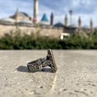 Gümüş Tasarım Arapça Elif Vav Yazılı Trend Erkek Yüzük Takı