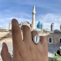 Gümüş Tasarım Arapça Elif Yazılı Trend Erkek Yüzük Takı