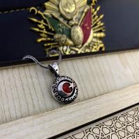 Gümüş Tasarım Ayyıldız Bayrak Figürlü Taşlı Erkek Kolye Takı
