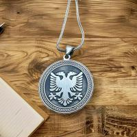 Gümüş Tasarım Çift Başlı Arnavut Kartal Figürlü Erkek Kolye Takı