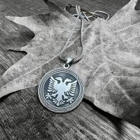 Gümüş Tasarım Çift Başlı Arnavut Kartal Figürlü Erkek Kolye Takı