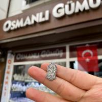 Gümüş Tasarım Gademu Nalı Şerif  Rozet Yaka İğnesi Takı 