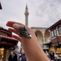 Kartal Kılıç balta Figürlü Gümüş Zihgir
