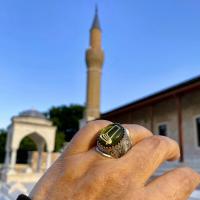 Gümüş Tasarım Kehribar Taşlı Mevlana Sikke Bileklik 