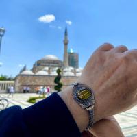 Gümüş Tasarım Kehribar Taşlı Mevlana Sikke Bileklik 