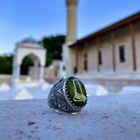 Kehribar Taşlı Mevlana Kavuk Gümüş Yüzük