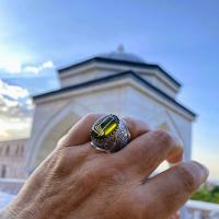 Kehribar Taşlı Mevlana Kavuk Gümüş Yüzük