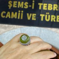 Kehribar Taşlı Şemsin Kavuğu Gümüş Yüzük