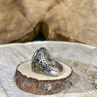 Gümüş Tasarım Kök Zümrüt Taşlı Oval Model Erkek Yüzük Takı