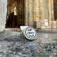 Gümüş Tasarım Mührü Şerif Allah Muhammet yazılı Erkek Yüzük Takı