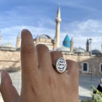 Gümüş Tasarım Mührü şerif  Yazılı Trend Erkek Yüzük Takı