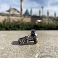 Gümüş Tasarım Mührü şerif  Yazılı Trend Erkek Yüzük Takı