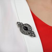 Gümüş Tasarım Oniks Taşlı Bayan Yaka İğnesi Broş Takı