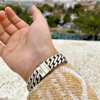 Gümüş Tasarım Oynarlı Tuğla işlemeli erkek Bileklik takı