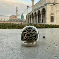 Gümüş Tasarım Rızık Allahtandır duası yazılı Erkek Yüzük Takı