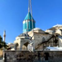 Gümüş Tasarım Semazen Derviş Mevlana Figürlü Bayan Kolye Takı