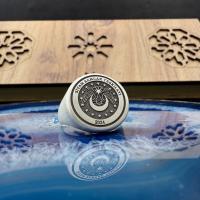 Gümüş Tasarım Siyah Sancak Ayyıldız Bayrak Figürlü Erkek Yüzük Takı
