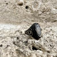 Gümüş Tasarım Süleyman Mührü Davut Yıldızı yazılı Erkek Yüzük Takı