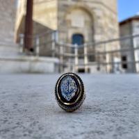 Gümüş Tasarım Taşlı Elif Vav harfli Dua Yazılı Erkek Yüzük Takı