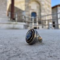 Gümüş Tasarım Taşlı Elif Vav harfli Dua Yazılı Erkek Yüzük Takı