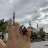 Gümüş Tasarım Yemen Akik Taşlı Otantik erkek Yüzük Takı