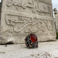 Gümüş Tasarım Yemen Akik Taşlı Otantik erkek Yüzük Takı