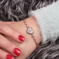 Gümüş Tasarım Zirkon Taşlı Kalp Model Trend Bayan Bileklik Takı