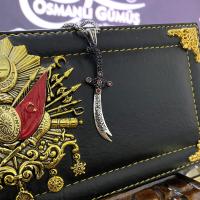 Gümüş Tasarım Zülfikar Kılıç Figürlü Taşlı Erkek Kolye Takı