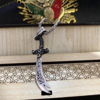Gümüş Tasarım Zülfikar Kılıç Figürlü Taşlı Erkek Kolye Takı
