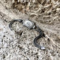 Gümüş Tasarım taşlı Buda Geçer Yahu yazılı trend erkek bileklik takı