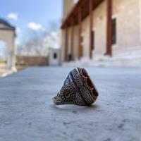 Gümüş Tasarım ve hüve ala külli şeyin kadir Yazılı Erkek Yüzük Takı