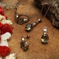 Gümüş Topaz zirkon taşlı model rose gold trend bayan üçlü takı set