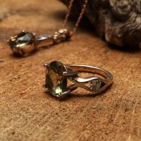Gümüş Topaz zirkon taşlı model rose gold trend bayan üçlü takı set