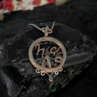 Gümüş Üç Boyutlu Taşlı Hiç Yazılı Elif Vav Bayan Kolye
