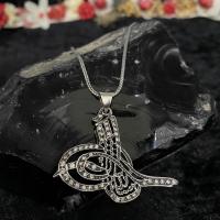 Gümüş Zirkon Taşlı Osmanlı Tuğralı Otantik Bayan Kolye