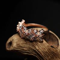 Gümüş baget zirkon taşlı Çiçek model rose gold trend bayan yüzük takı
